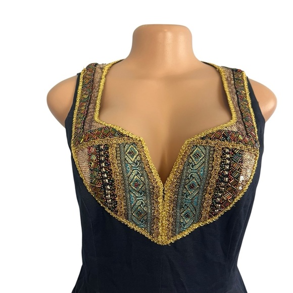 Moulinette Soeurs Anthropologie Embellished Beaded Sequin Navy - Picture 3 of 9